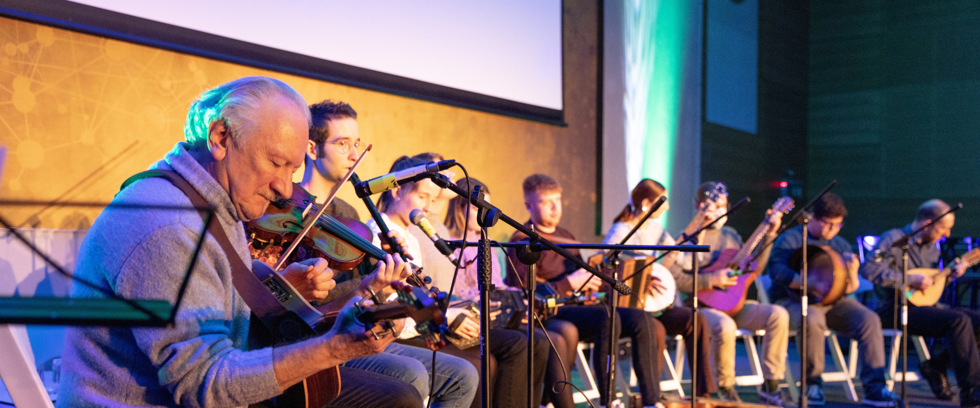 An image of a trad group performing in O'Reilly Hall